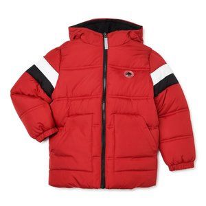 NWT iXtreme Boys Stripe Sleeve Puffer Red Jacket Size 5